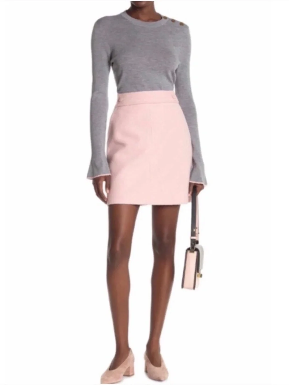 NWT Tory Burch Celeste Mini Wool Skirt in Coastal Pink Size 14